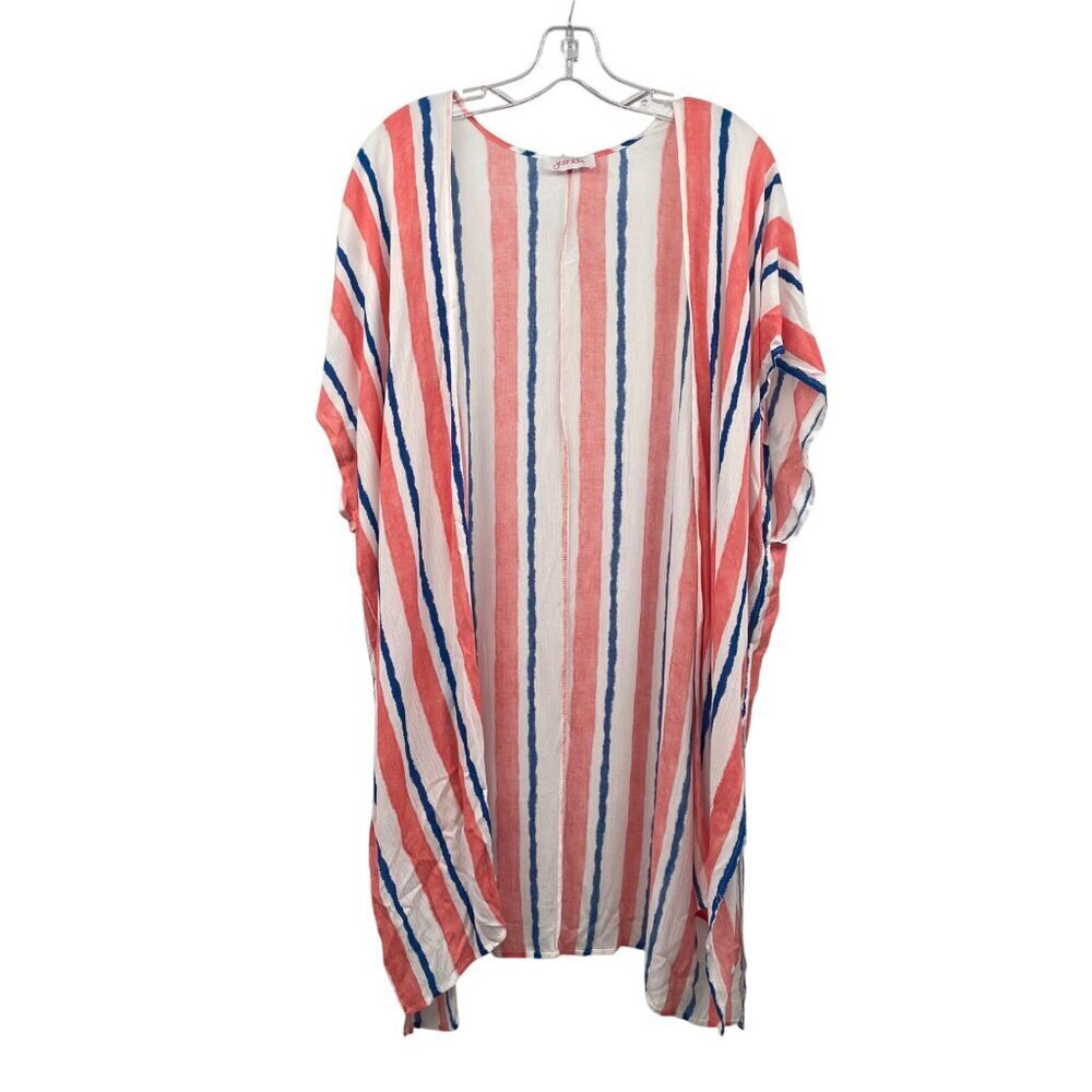 Jess Lea Womens Striped Open Front Kimono Top Lightweight Size Medium